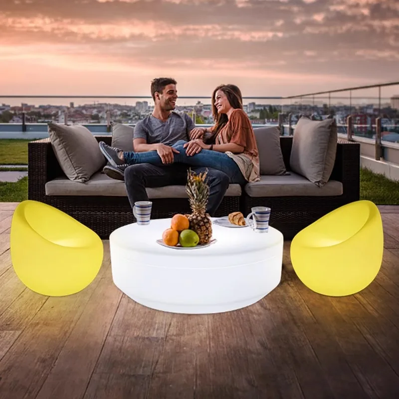 Luminous round coffee table, courtyard, terrace, outdoor bar, sofa, simple wind luminous