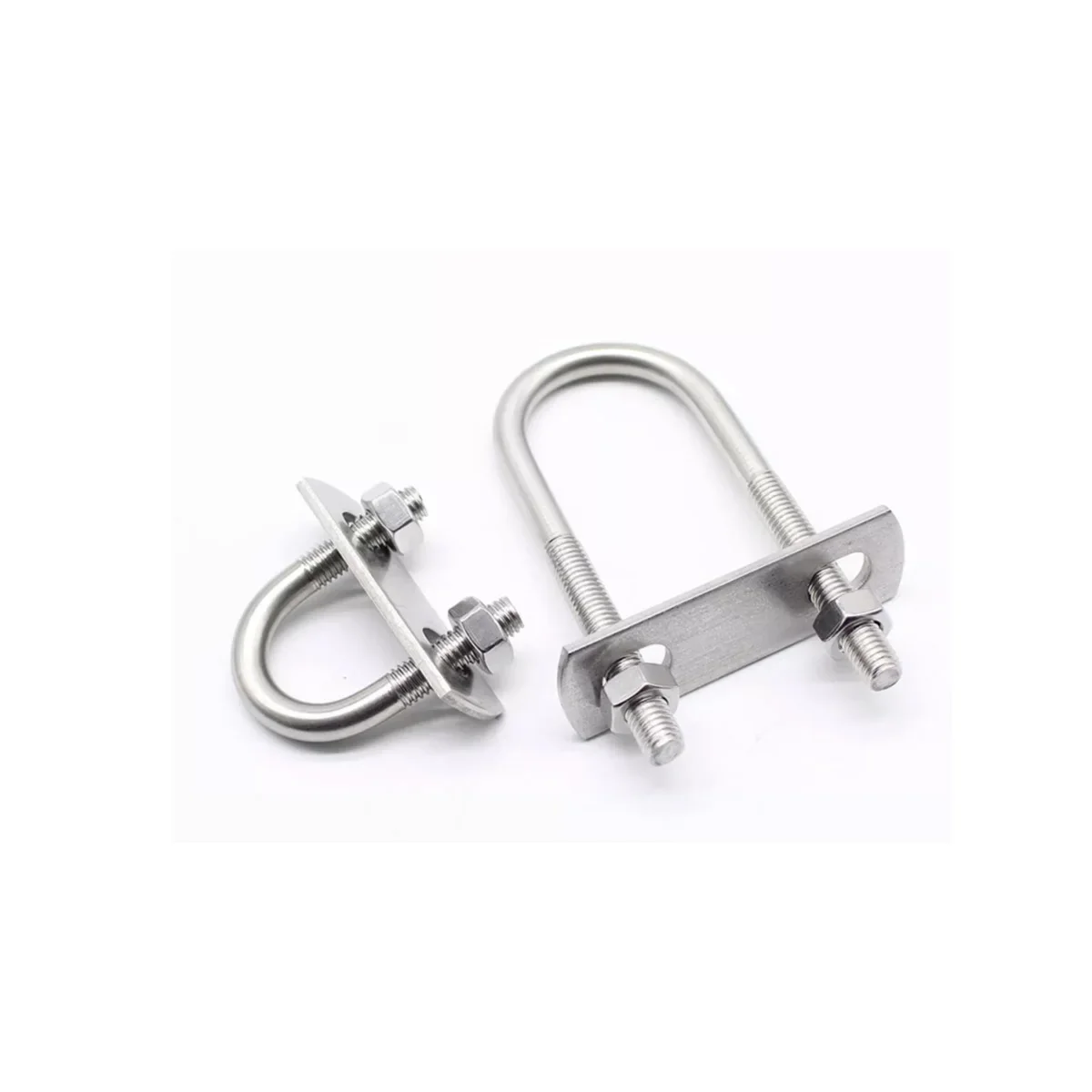 304 Stainless Steel Extended U-Shaped Screw With Baffle And Nut / U-Shaped Bolt Square Pipe Clamp