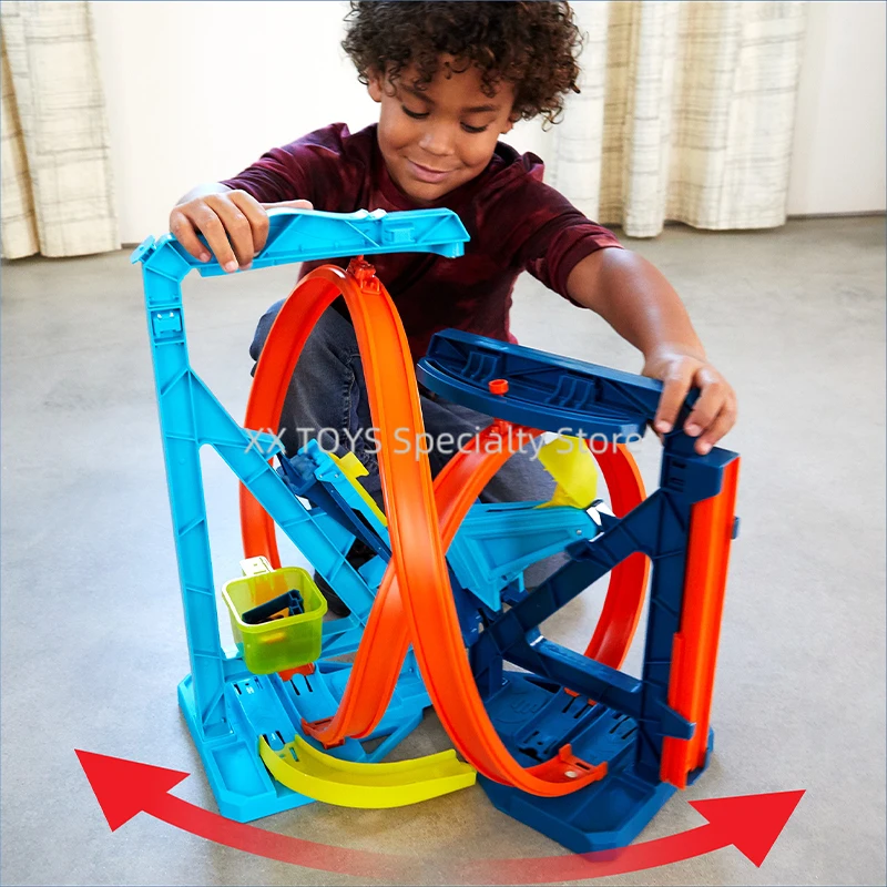 Hot Wheels Track Builder Unlimited Infinity Loop Kit مع مقياس 1:64 لعبة سيارة 2 في 1 مجموعة مسارات سيارات لعبة حيلة هدايا عيد ميلاد الأولاد