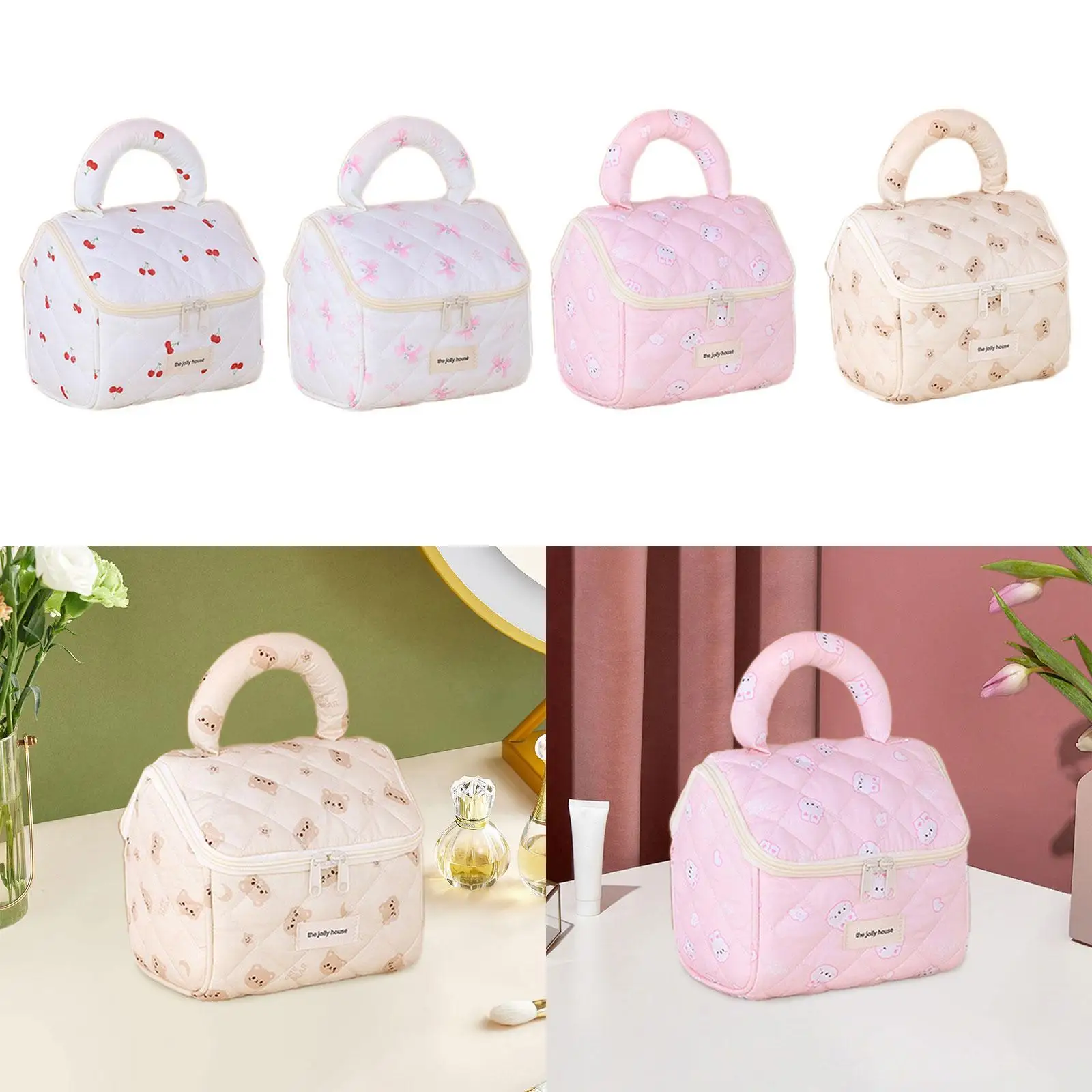 

Travel Quilted Makeup Bag Large Capacity Makeup Pouch Cosmetic Storage Bag