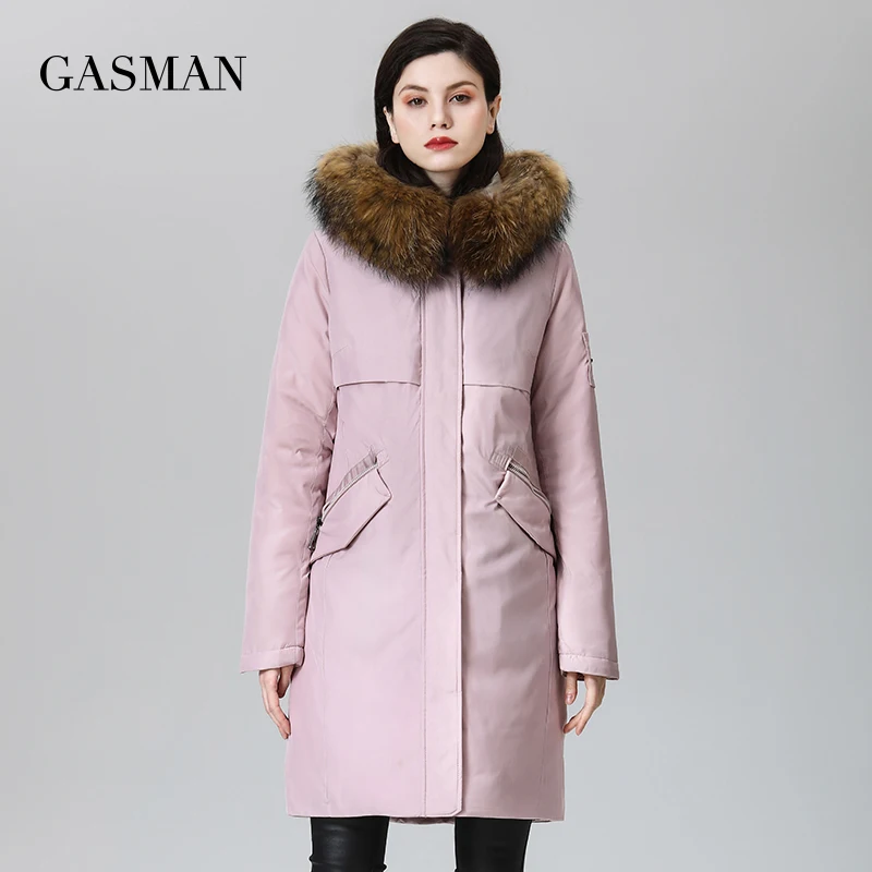 GASMAN frauen winter mäntel 2022 Lange mode Frauen mantel Pelz kragen warme parka Rosa wasserdichte unten jacke weibliche 1821