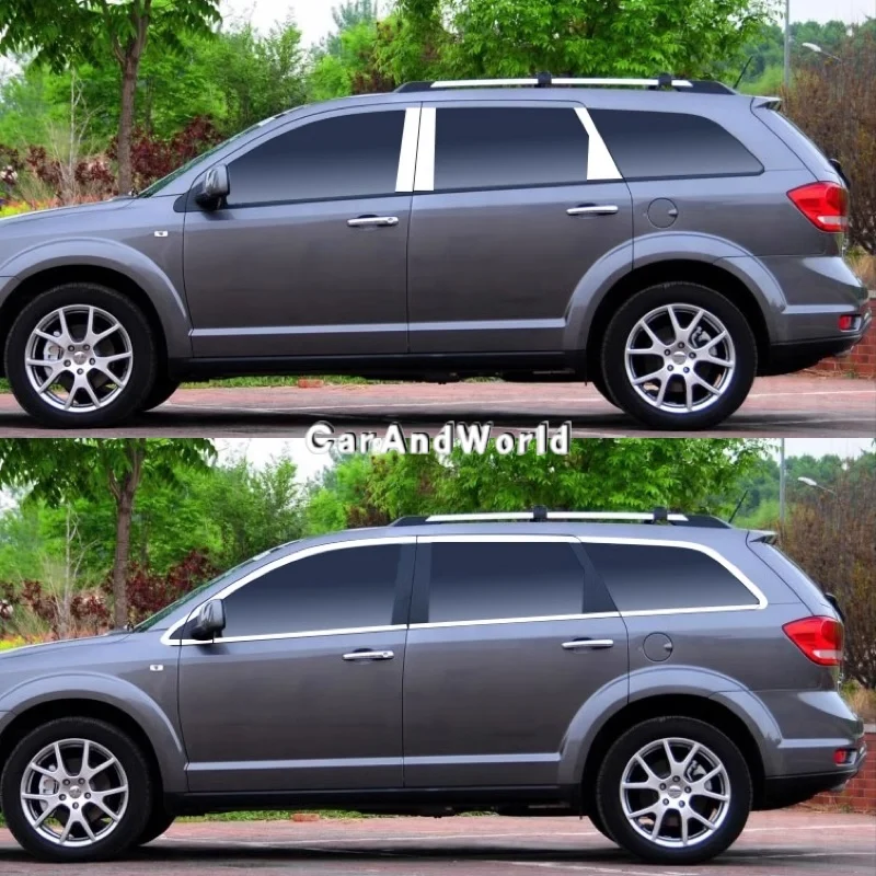 Stainless Upper Door Body Lower Window Strip Pillar Post B/C Center Column Trim For Dodge Journey Jcuv 2009-2020 Car Accessories