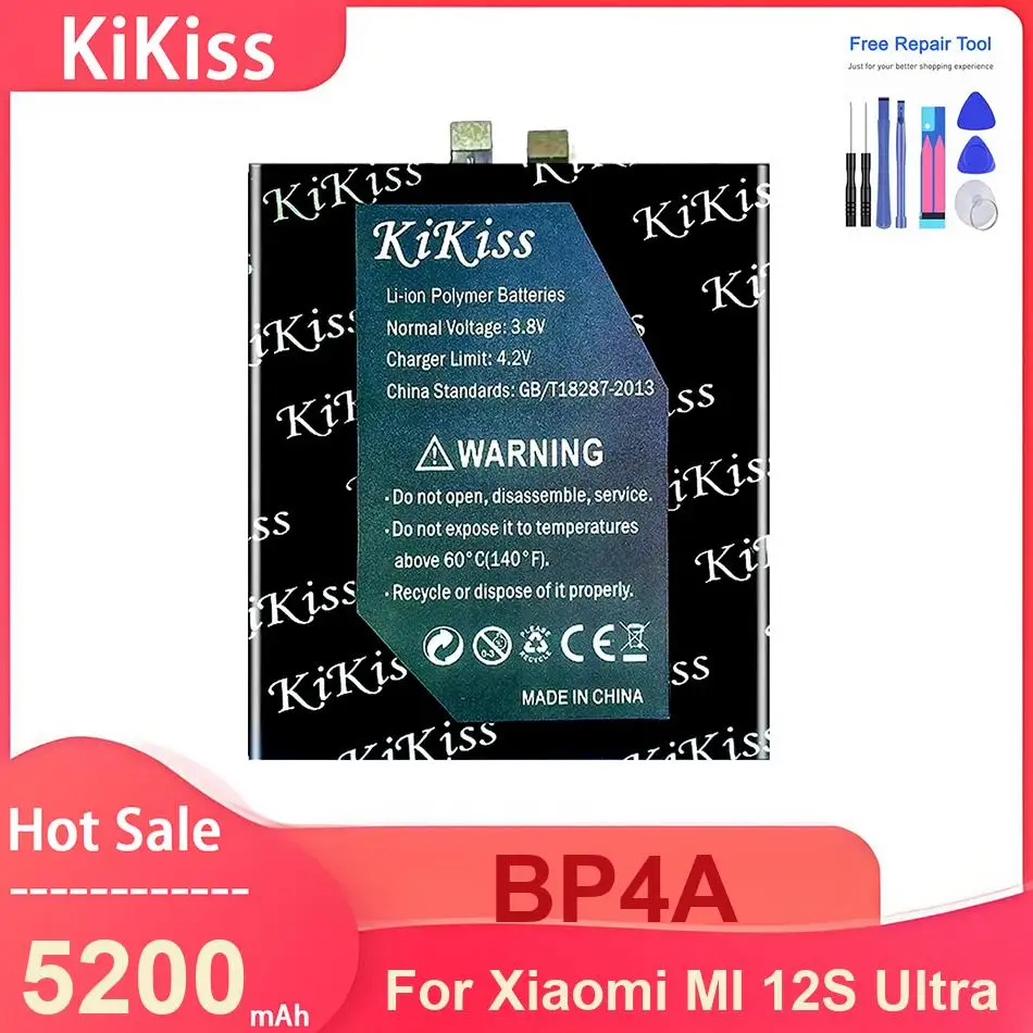 

Аккумулятор для мобильного телефона KiKiss для Xiaomi MI 12S Ultra 12SUltra, аккумуляторы BP4A 5200 мАч