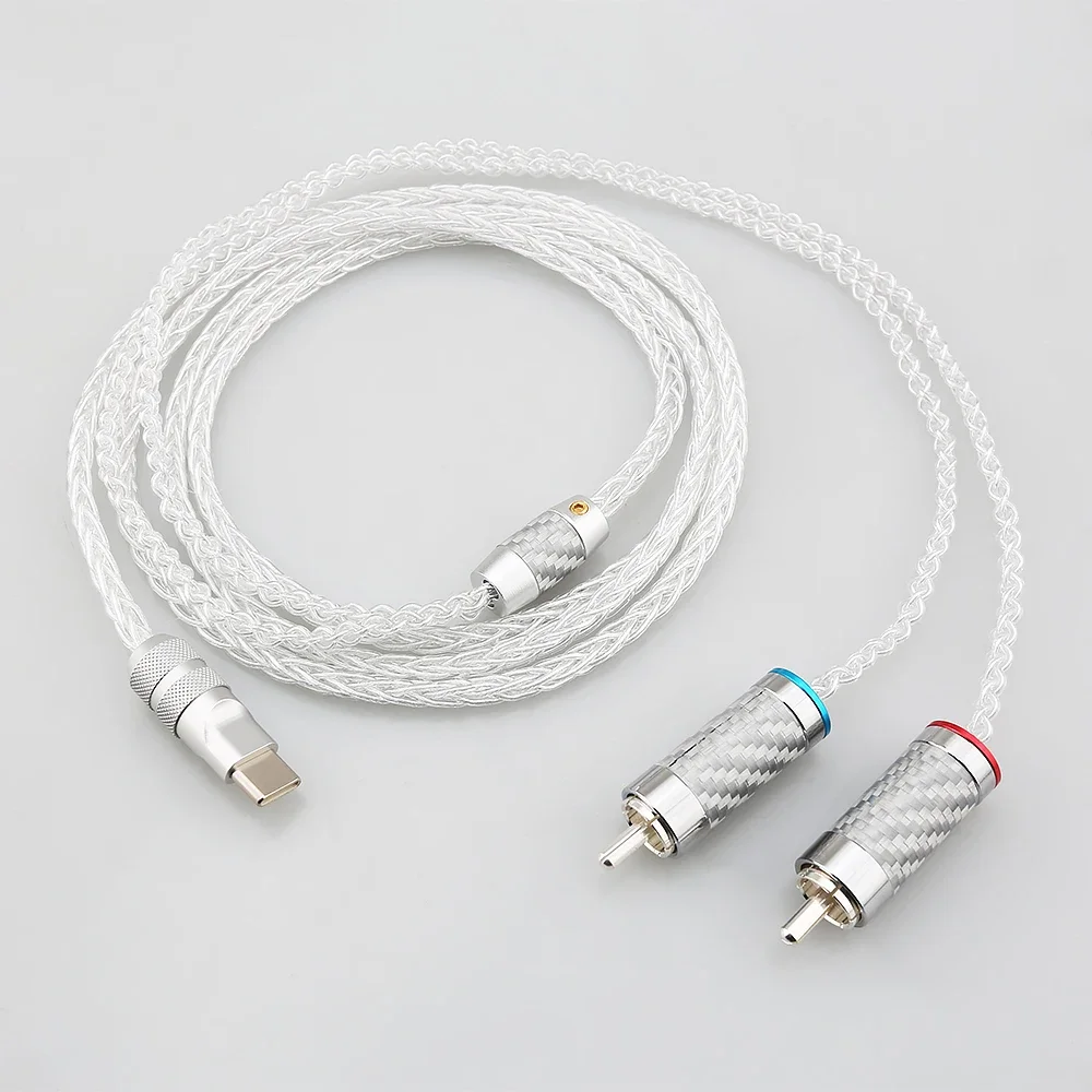 

HIFI 8 core pure silver USB C to RCA Audio Cable for Huawei Mobile Phone