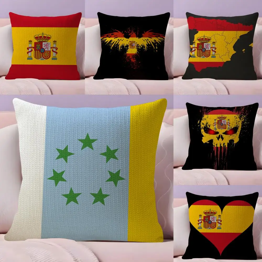 Spain Spanish Canary Islands Cushion Cover Natural Linen Organic Fabric Double-Sided Printing Sofa Home Decor Gift Pillow Cover