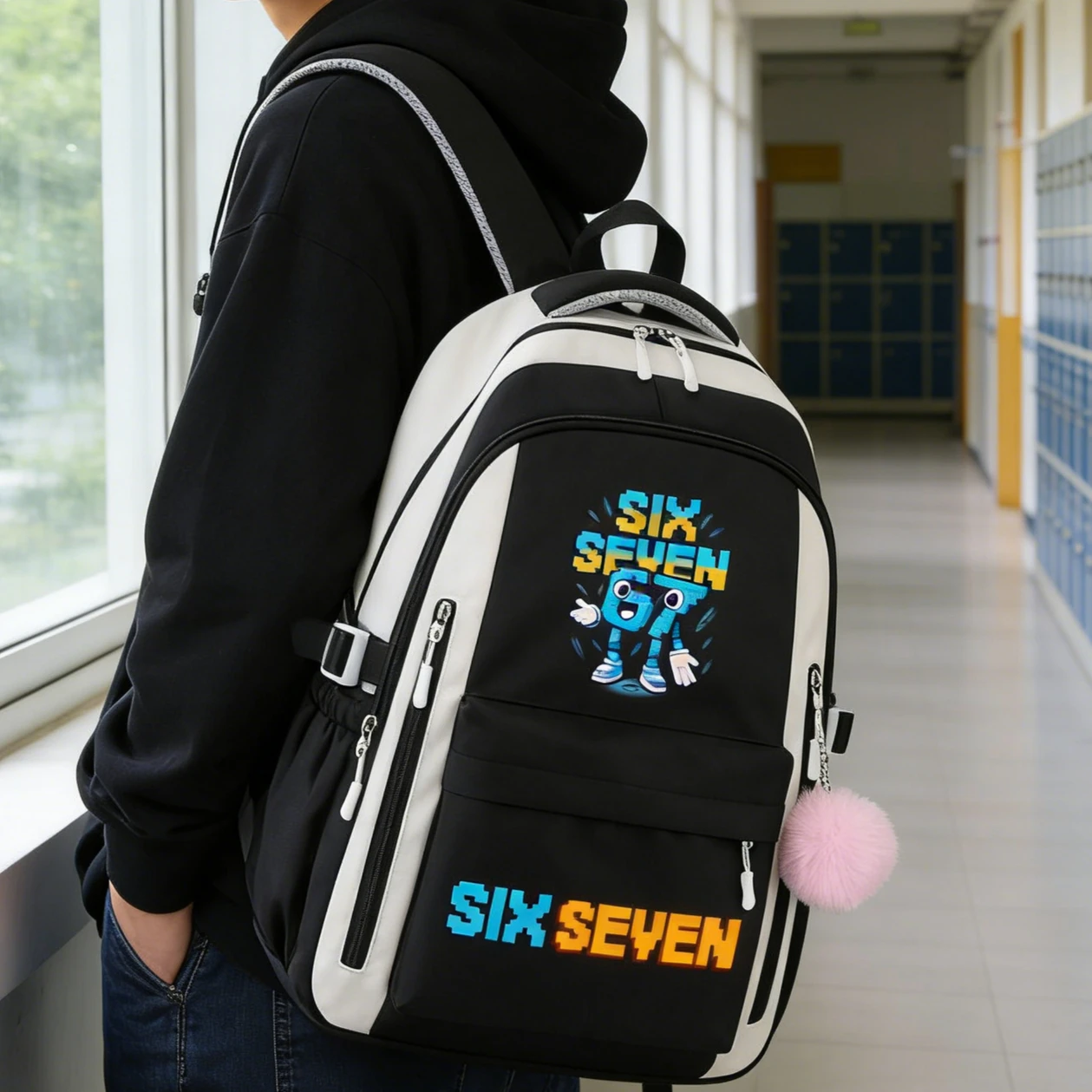 십대를 위한 학교 가방 6세 7세 그래픽 이탈리아어 브레인로트 재미있는 대학 가방 방수 옥스포드 대용량 청소년 배낭