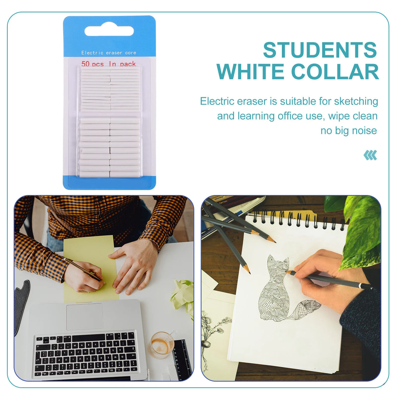 100 قطعة ممحاة كهربائية النوى عبوات بديلة لمحايات الرصاص المحمولة ملحقات تصحيح القرطاسية