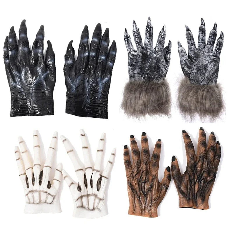 Halloween Werewolf Gloves Cosplay Spooky Wolf Claw Beast Gloves Carnival Party Costumes Accessories Masquerade Props Vintage