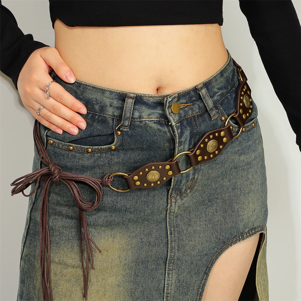 Nieuwe Riem Voor Dames Retro Bohemian Chic Sue Gevlochten Riem Riem Met Rok Broek Brede Riem