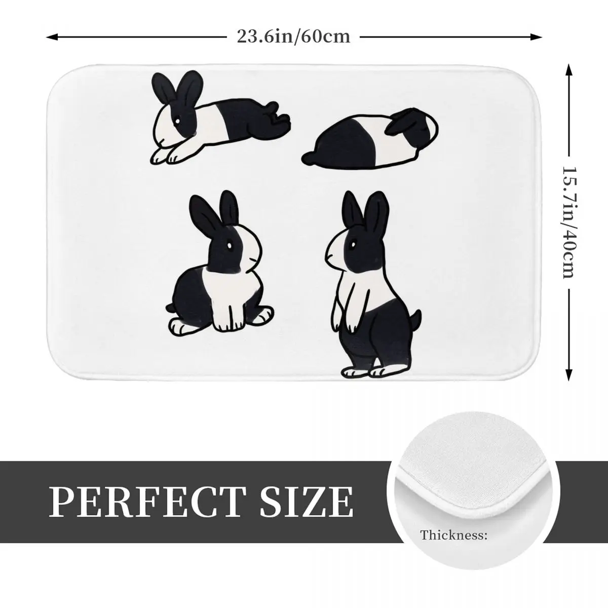 Fun Bun Dutch Standard Rabbits Doormat Kitchen Entrance Home Floor Mat Anti-slip Carpet Rug for Bedroom Footpad Mats