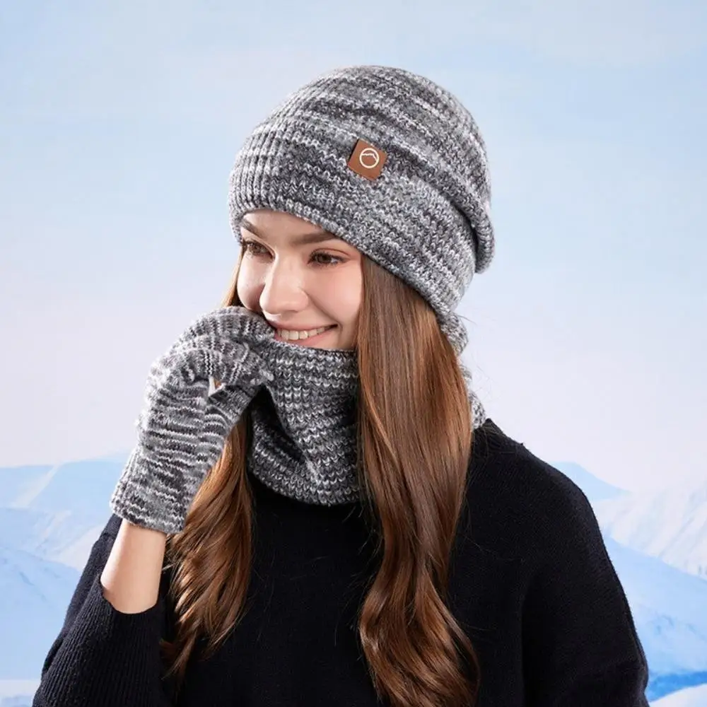 قبعة شتوية قبعة وشاح قفازات 3 قطعة مجموعة قبعات متماسكة دافئة قفازات شاشة لمس وشاح للرقبة هدايا الشتاء الباردة واقية للجنسين الكبار