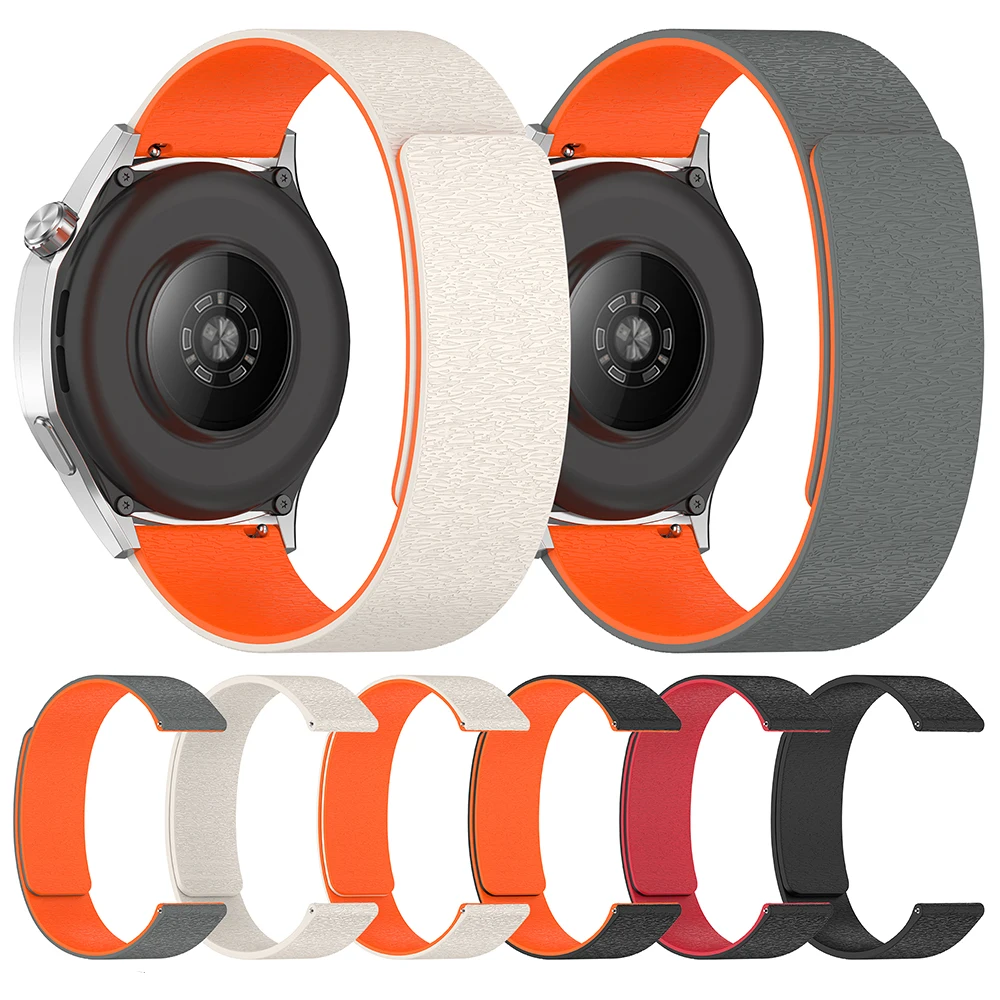 18/20 มม.22 มม.ซิลิโคนแม่เหล็กสําหรับ Huawei GT5 Pro 46 มม.รูปแบบไม้นาฬิกาสําหรับ Galaxy Watch 7 44 40 มม.Amazfit Active 2