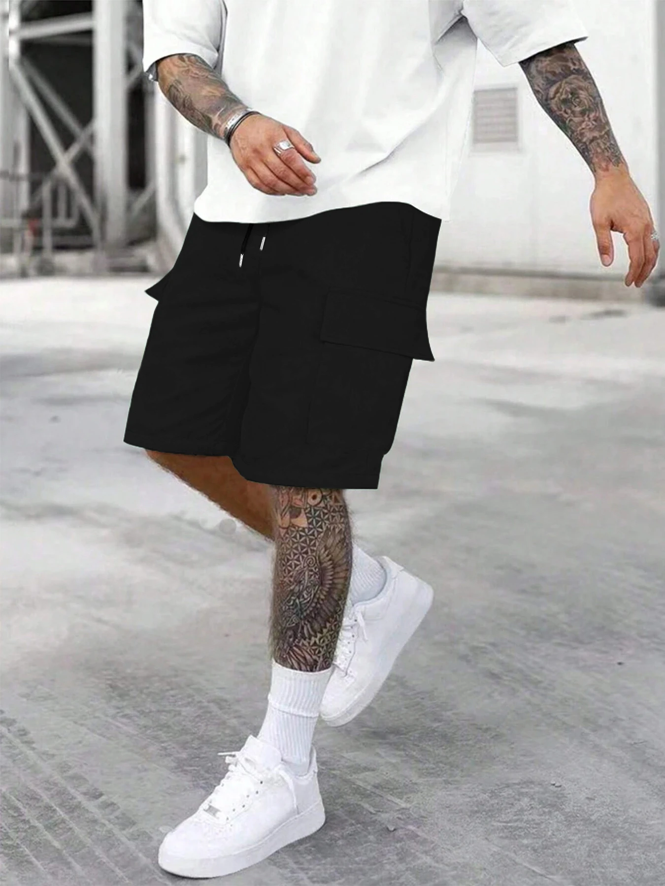 

Men's Summer New American Workwear Loose Fit Straight Leg Casual Shorts Five-Quarter Length Vintage Trendy Sporty Pants