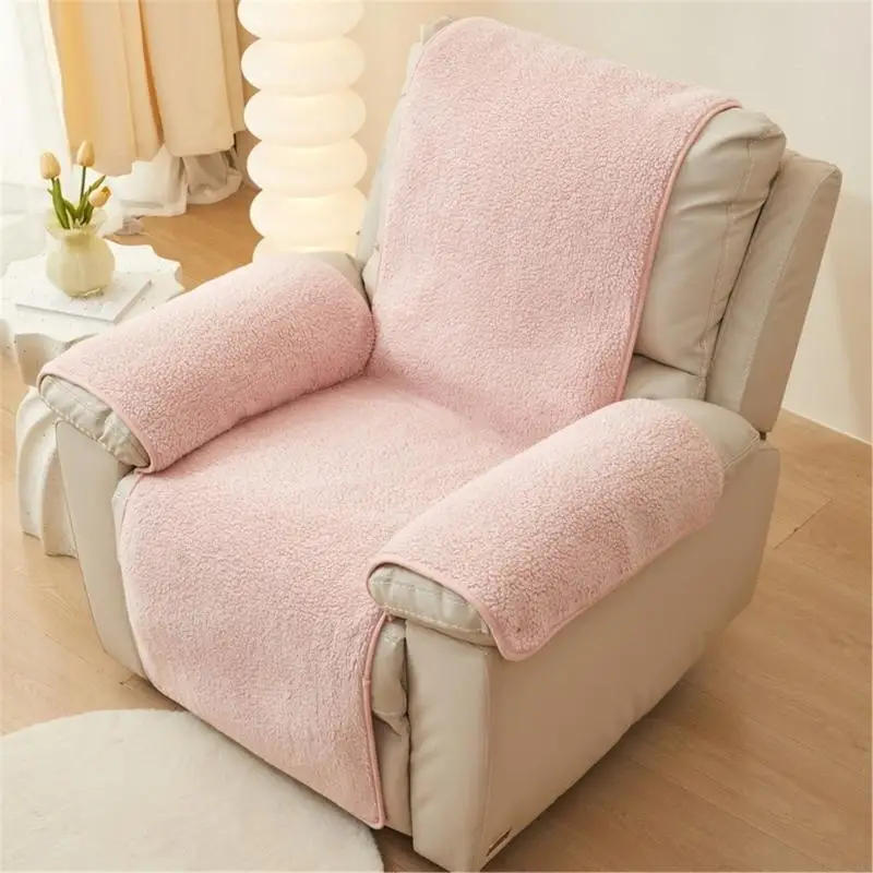 حامي مسند الذراعين سميك Lambswool Recliner غطاء واقي أثاث مريح