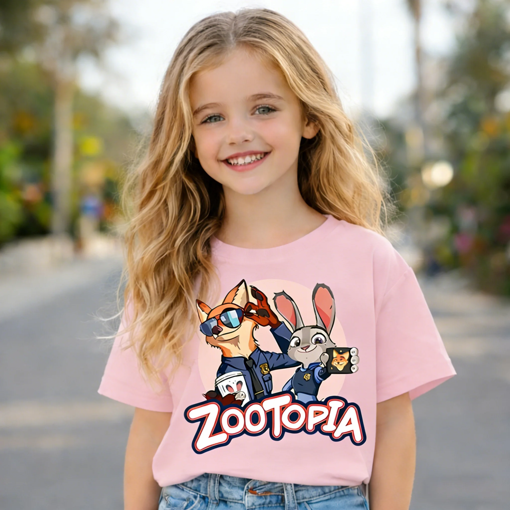 

2026 New Hot Selling Zootopia 2 Cute Cartoon Anime Print Cotton T-Shirt Kids Adults Comfortable Casual Summer Family Wear Top