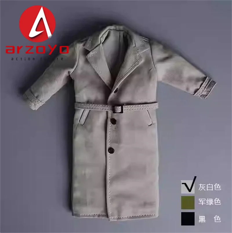 Gabardina larga informal a escala 1/12, abrigo militar británico, modelo de ropa apto para muñecas corporales de figura de acción de 6"