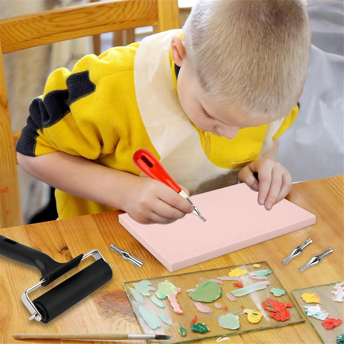 Linóleo Rubber Stamp Making Kit, Blocos com ferramentas cortador, DIY, 12Pack