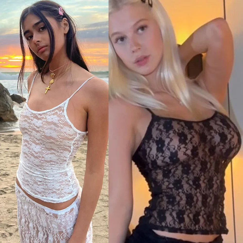 캐미솔 여성 조끼 여성 꽃 레이스 꽃 높은 스트레치 홀리데이 홈 일반 민소매 민소매 자르기 새로운