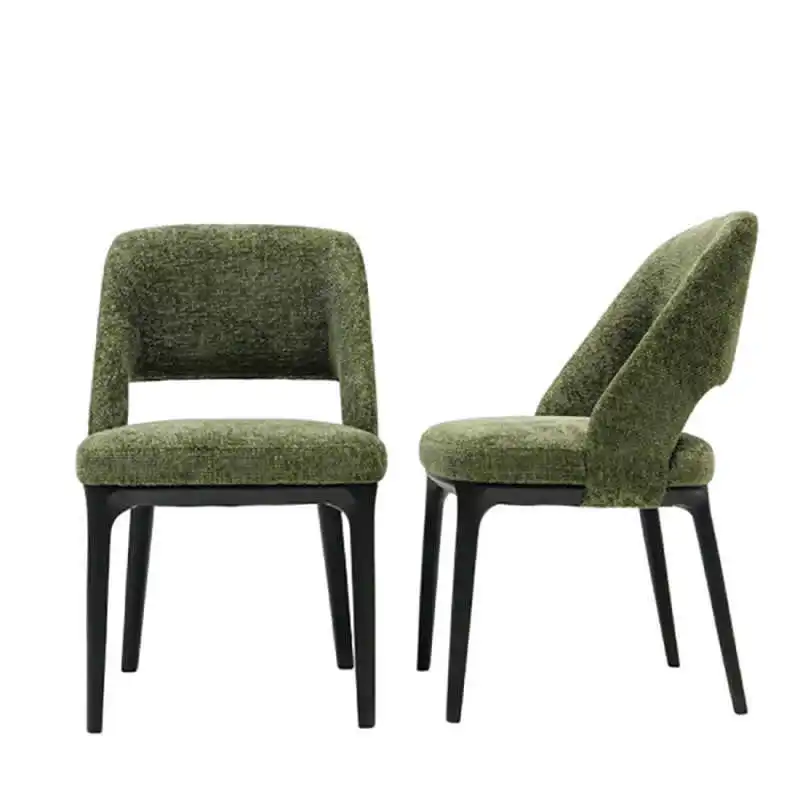 

Light luxury solid wood dining chair Italian minimalist designer creative cotton and linen stool Hotel sample room leisure