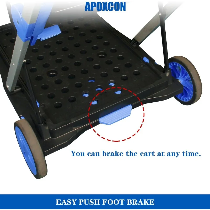 عربة تسوق قابلة للطي مع 2 صناديق، 360 ° عجلات دوارة عربة قابلة للطي شديدة التحمل #3