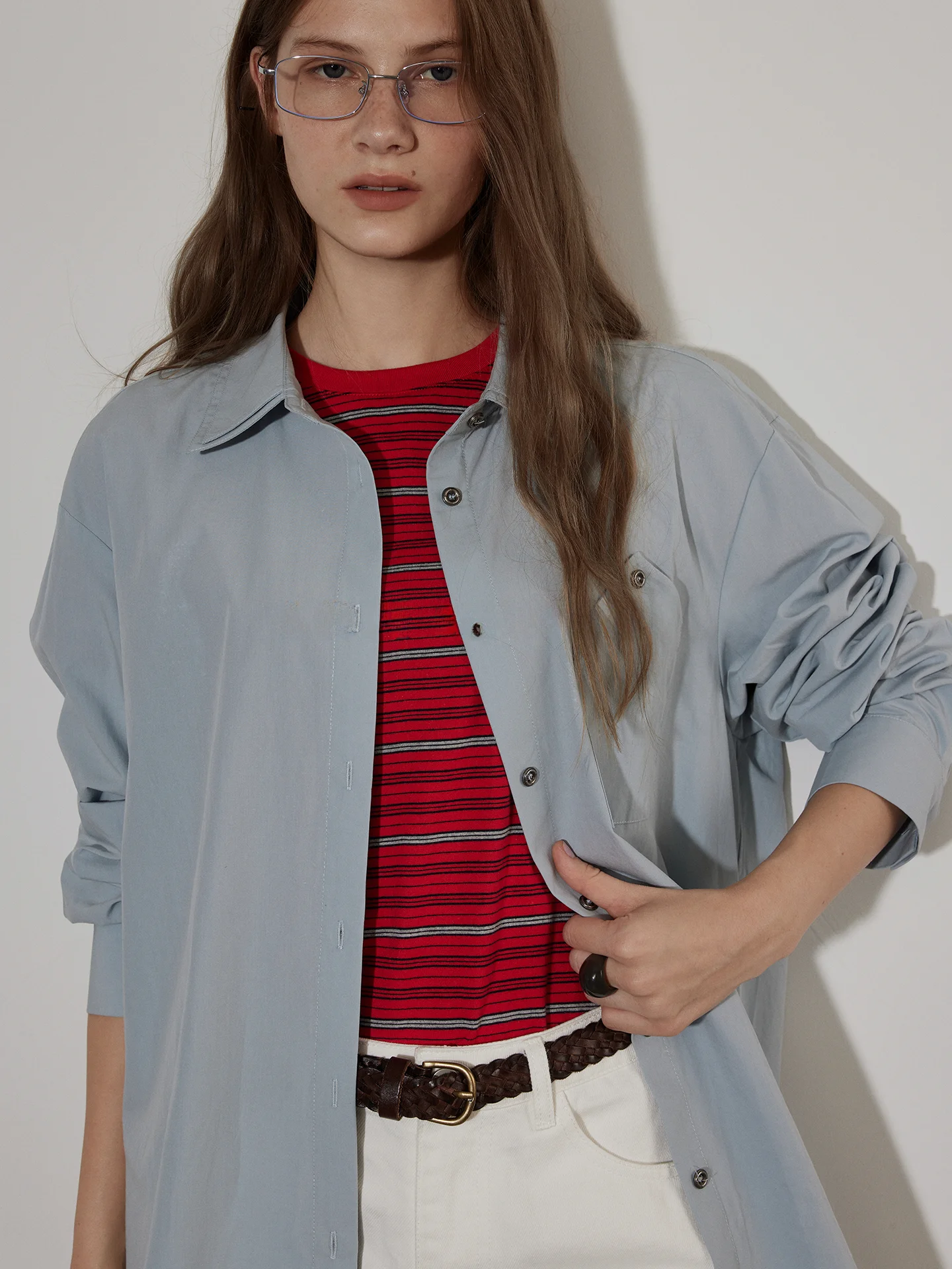 

Lofi Choose Women's Long Sve Loose Fit Double Layer Collar irt Winter New Sle Pure Color Top Comfortable Versatile irt