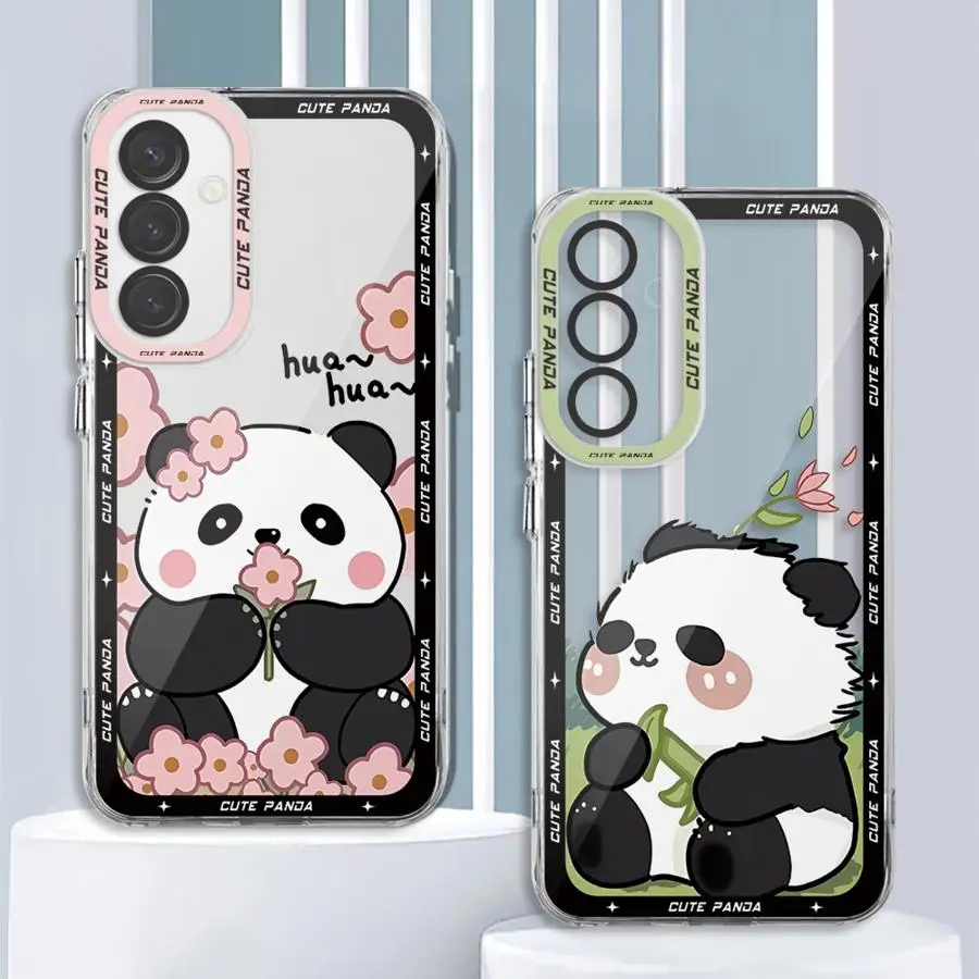 Cute Panda Phone Case for Samsung Galaxy A12 4G A22 A50 A72 A71 A52 A31 A32 A50s A51 5G Capa Coque Cover