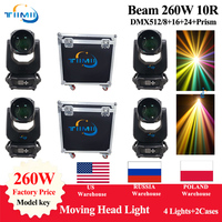 2 Flightcase 4PCS Lyre Beam 10R 260W Moving Head Beam Light Sharpy Beam 260W Move Head  Stage Wash Beam Super Bright Dj Light