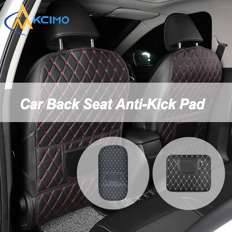 

PU Leather Car Seat Back Protector Multi-Pocket Organizer Durable Anti-Kick Mat for Kids Waterproof Car Backseat pad