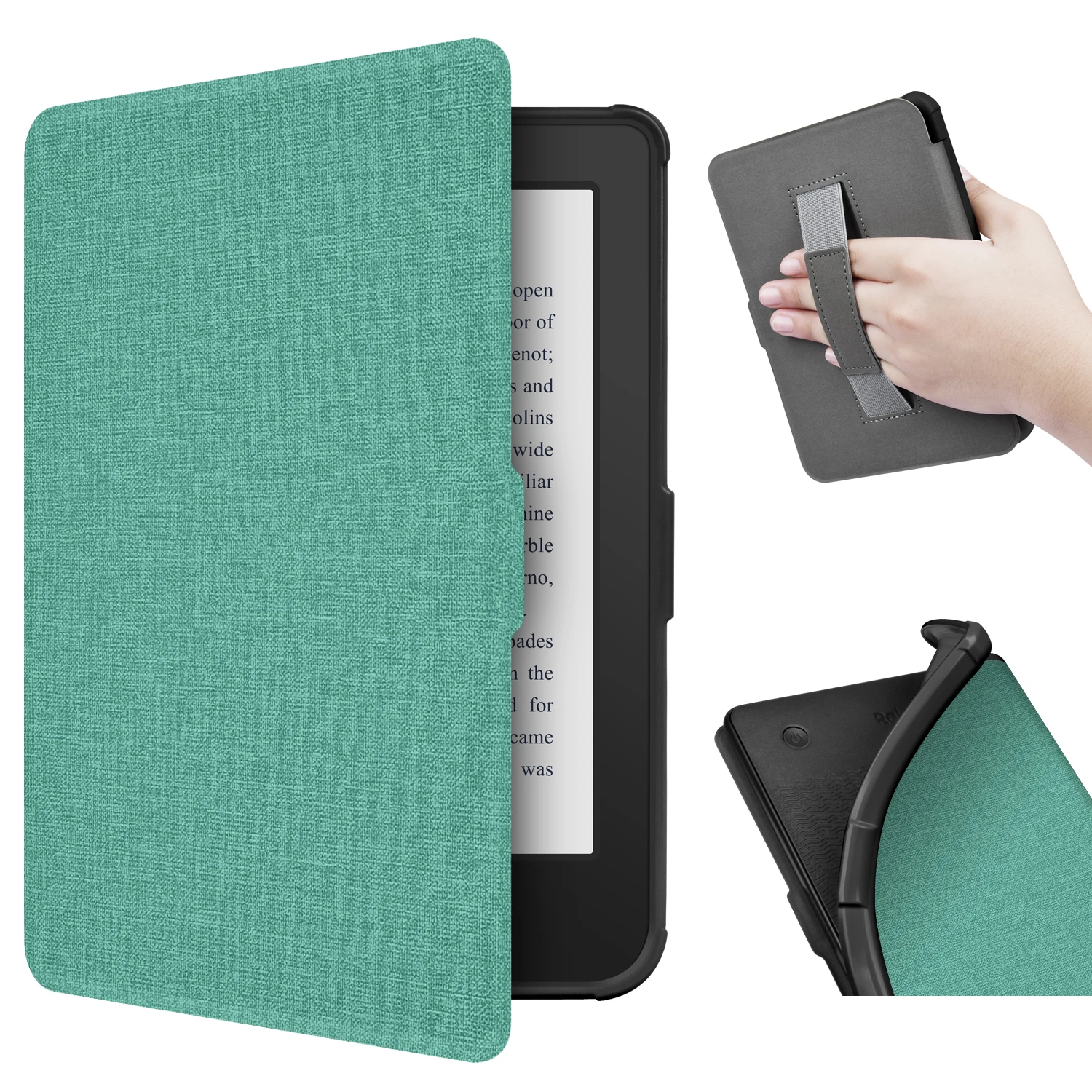 For Kobo Clara Colour Fabric Soft Case with Hand Strap Smart Cover for Kobo Clara Colour 2024 Magnetic Protective Shell