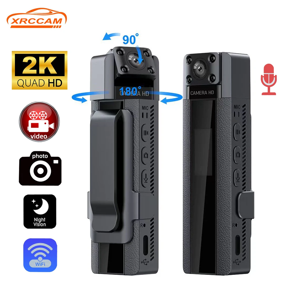 2K Portable Pocket Recorder with WIFI Rotating lens Dark night vision HD video recording DVR One-click photo Cyclic photography