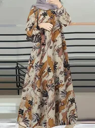 Eid Women Dress Muslim Abaya Morocco Print Party Jalabiya Long Dresses Ramadan Vestidos Largos Arab Robe Kaftan Autumn 2025