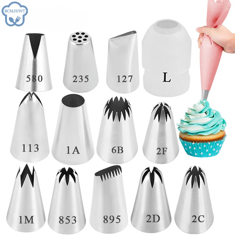 13 Styles Large Icing Piping Nozzles For Decorating Cake Baking Cookie Cupcake Piping Nozzle Stainless Steel Pastry Tips