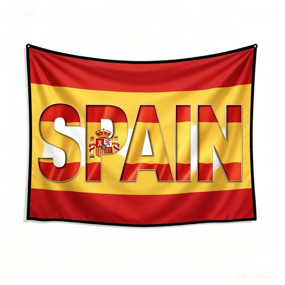 Spain Flag Tapestry Spanish National Banner Wall Hanging for Sports Fan Bedroom Living Room Decor