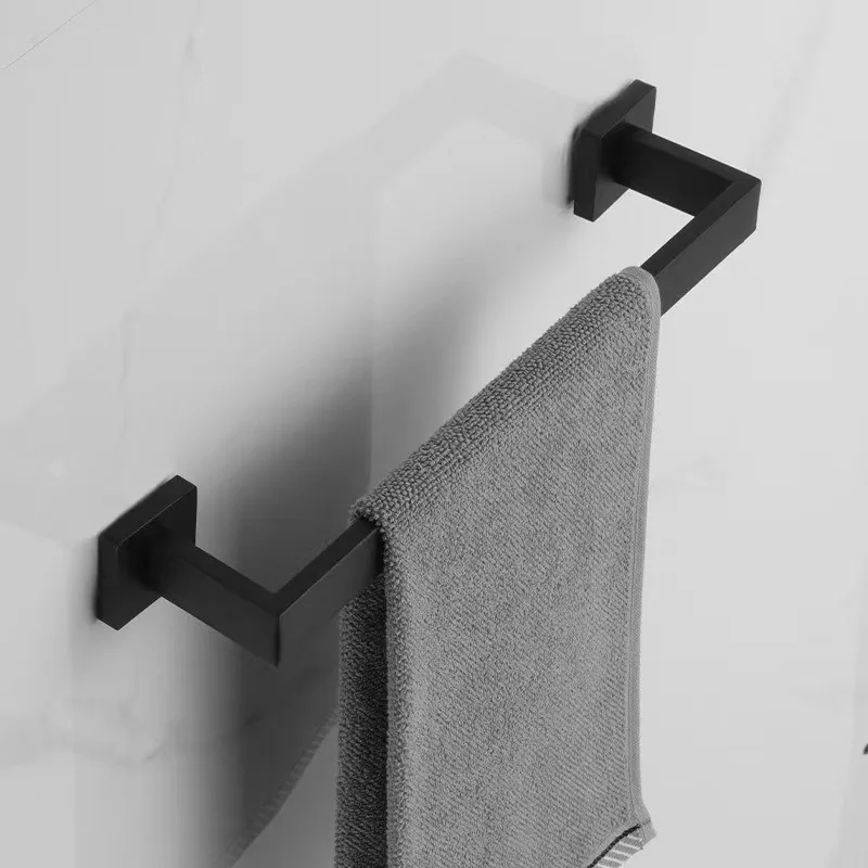 Stainless Steel Towel Bar for Bathroom, Wall Mounted Single Rod Rack, Square or Round Tube, Drill Required for Installation