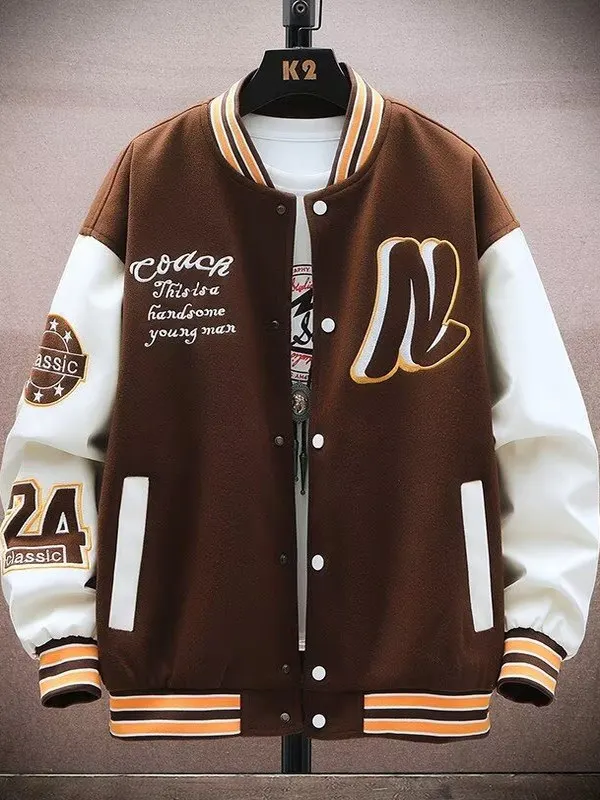 

Новинка 2025, модный брендовый бейсбольный джет для пар, вышивка букв, молодежный полет, свободный винтажный повседневный ветрозащитный полиэстер