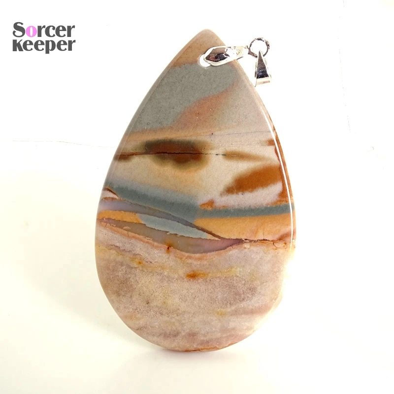 Women Men Pendant Water Drop Real Natural Picasso Jasper Stone Beads For Jewelry Making DIY Polar Jades Necklace Material AA015