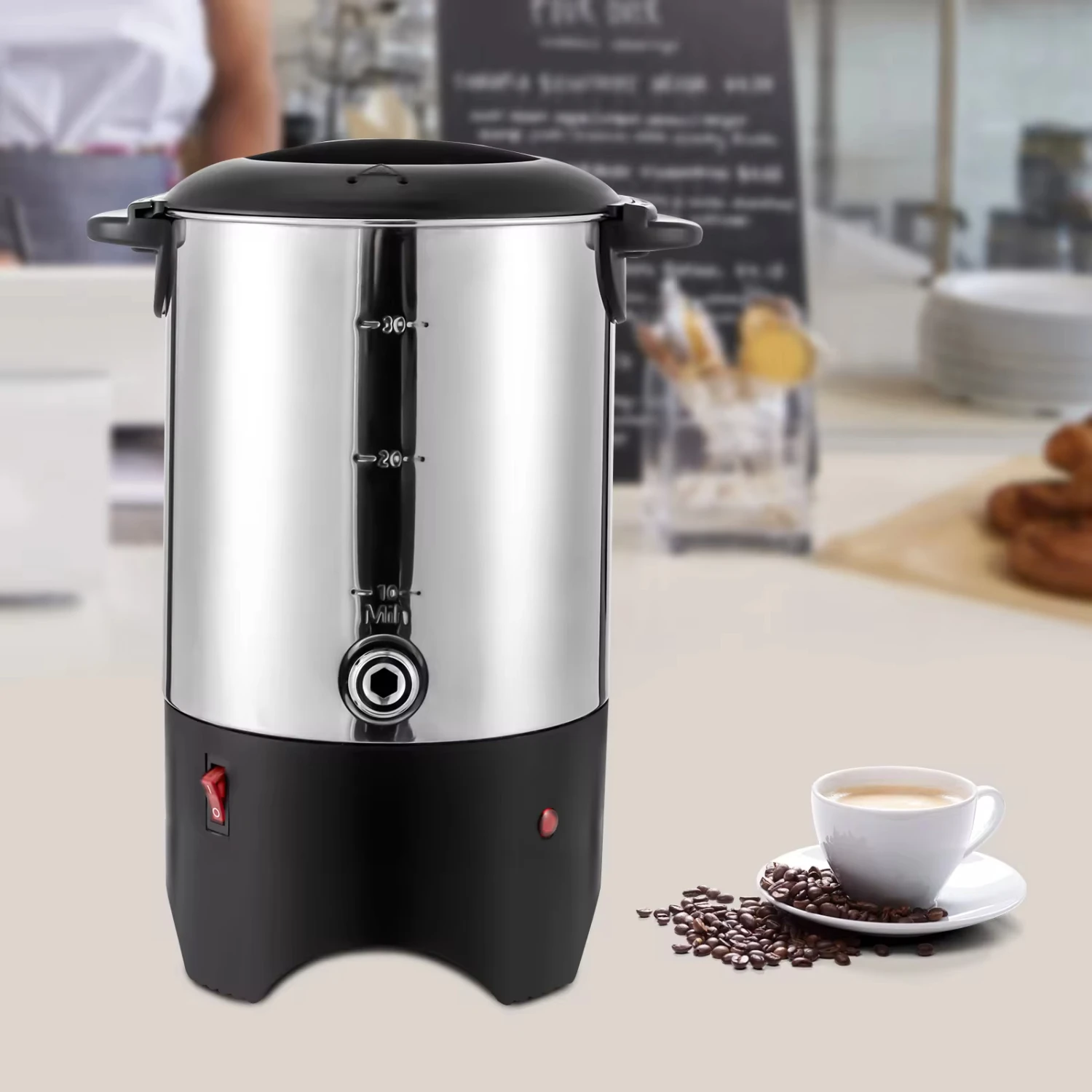 

New 1000w Stainless Steel Coffee Urn Machine Commercial Coffee Percolator 30 Cup Large Capacity Urn Office Coffee Maker