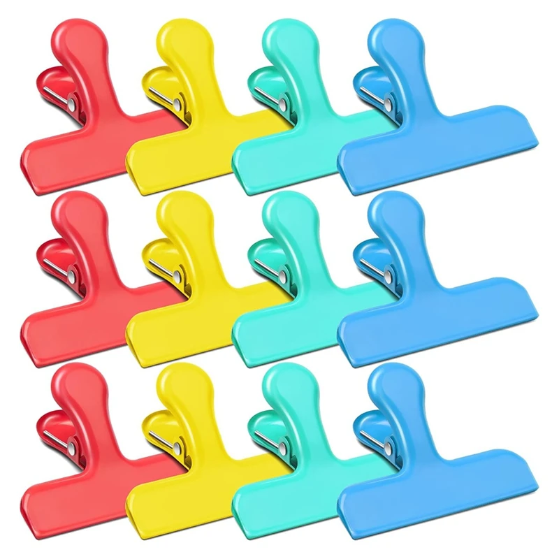 Wide Stainless Steel Clips, Bag Clips Food Clips Potato Chip Clips, Heavy Duty Metal Bag Closer,Snack Clamps 12Pcs