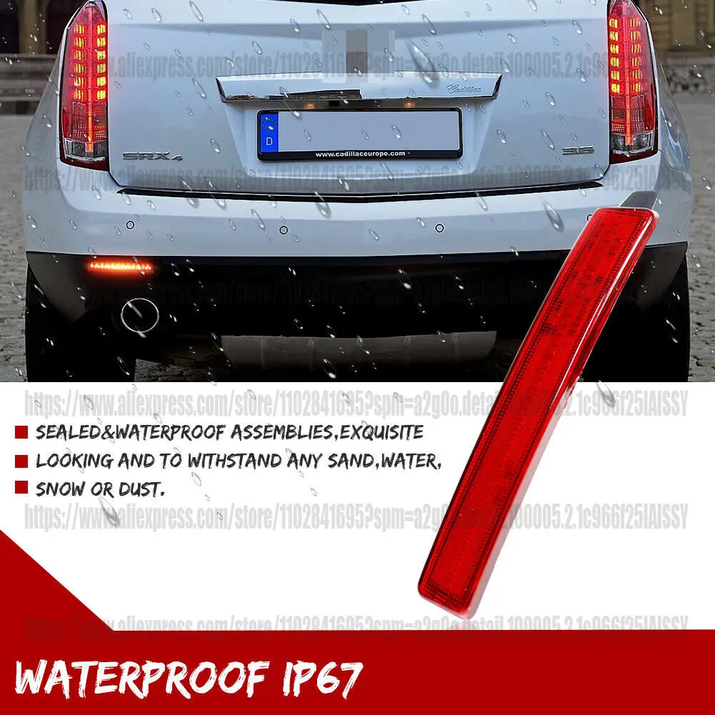 أضواء إشارة الفرامل الخلفية العاكسة الحمراء ليد ، ملحقات السيارة ل GMC acada Cadillac SRX ، 2 #3