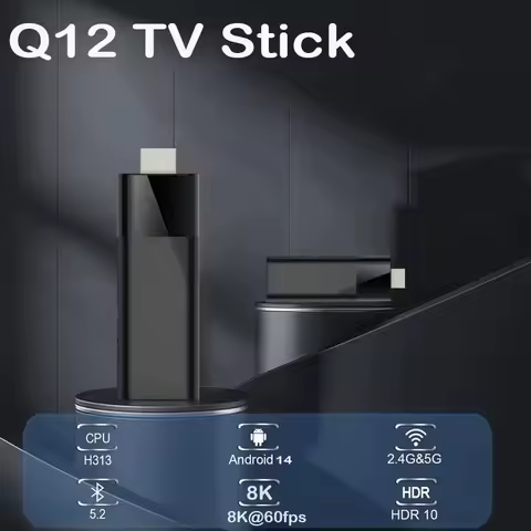 Portable Q12 TV Stick Google Assistant Android 14 TV Box HD 8K Video WiFi 2.4&amp;5G Allwinner H313 Streaming TV Media Player