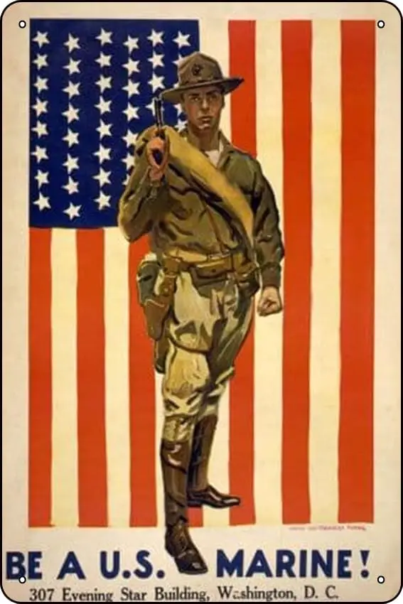 Vintage War Poster First in the fight. Always faithful. Be a U.S. Marine! Vintage Tin Sign Poster Wall Art Decor Public Sign Met