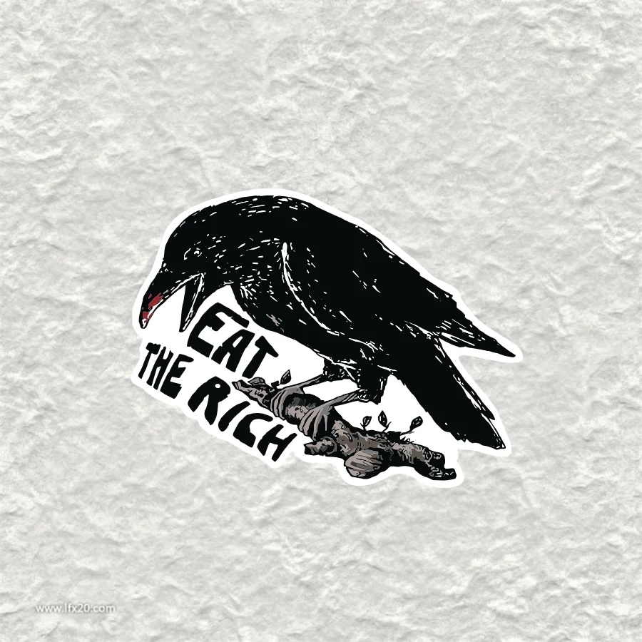 4 Stück Eat The Rich Crow holografische Aufkleber, wasserfeste Vinyl-Aufkleber für Auto, Laptop, Wasserflasche