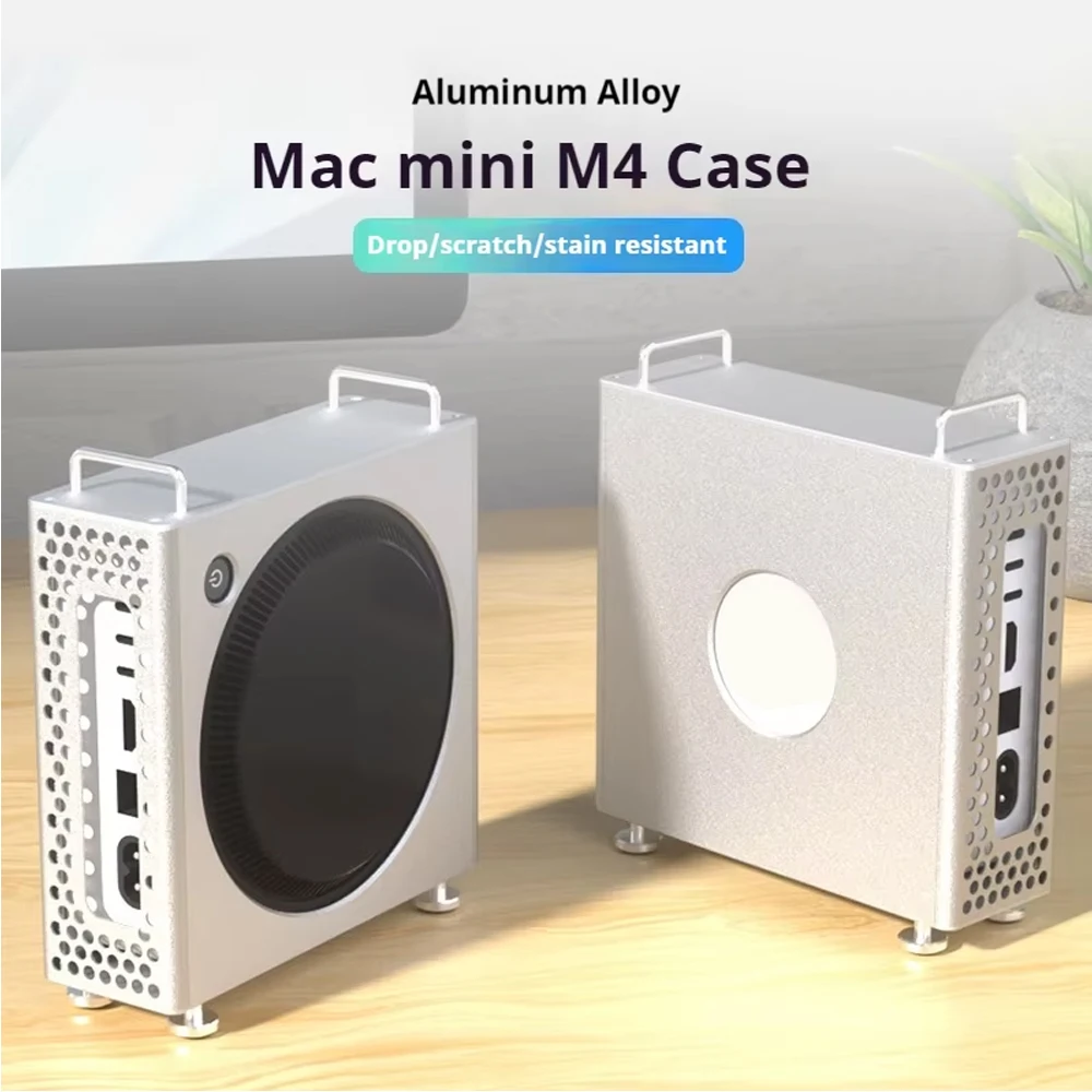 Aluminum Alloy Stand Holder Cooling Mount for Mac Mini M4/M4 Pro PC, Desktop Protective Bracket, Anti-Slip & Cooling Accessories