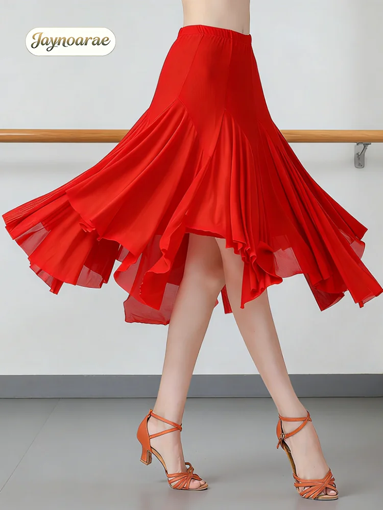 JAYNOARAE Ballroom-Tanzröcke für Damen, lange Swing-Röcke für Ballroom-Tanz, Walzer, Latin, Salsa, Bauchtanz, Flamenco-Kleid, Kostüm