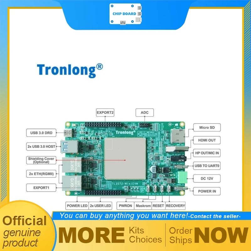 Tronlong RK3572 Industrial AI Board with 8-Core Cortex-A73 CPU and 4 TOPS NPU for Edge Applications
