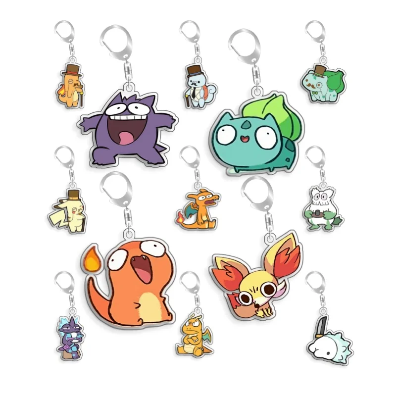 For Pokemon Elf Qikchu Eldegoss Gengar Frosmoth original Acrylic selfmade cute Cartoon Anime Keychain Pendant Toy gift 5cm