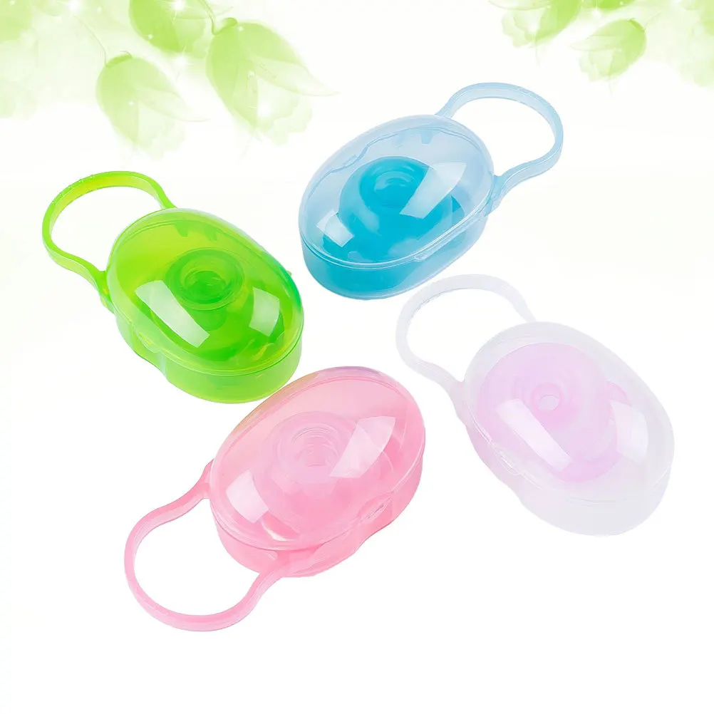

4Pcs Baby Pacifier Holder Case Box for Travel Pink Green Blue Transparent PP Material Durable Multiuse Safe Pacifier Case