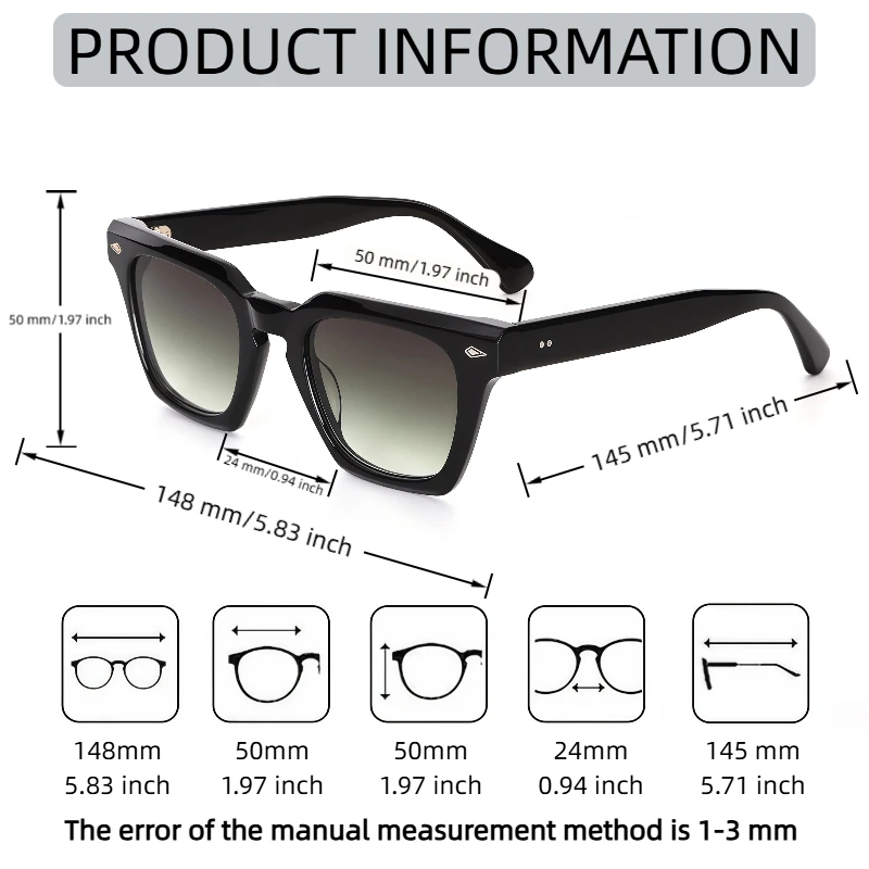 LumoGaze Retro-Sonnenbrille mit dickem Rahmen, rechteckig, UV400-Schutz für Damen, trendige Retro-Sonnenbrille aus hochwertigem Acetatfaser für Herren – Detail 9