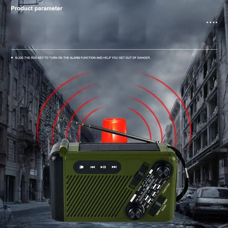Portable Radio Portable Multifunctional Weather Radio Solar Powered Radio High-Sensitivity For Power Outage Hiking Storms