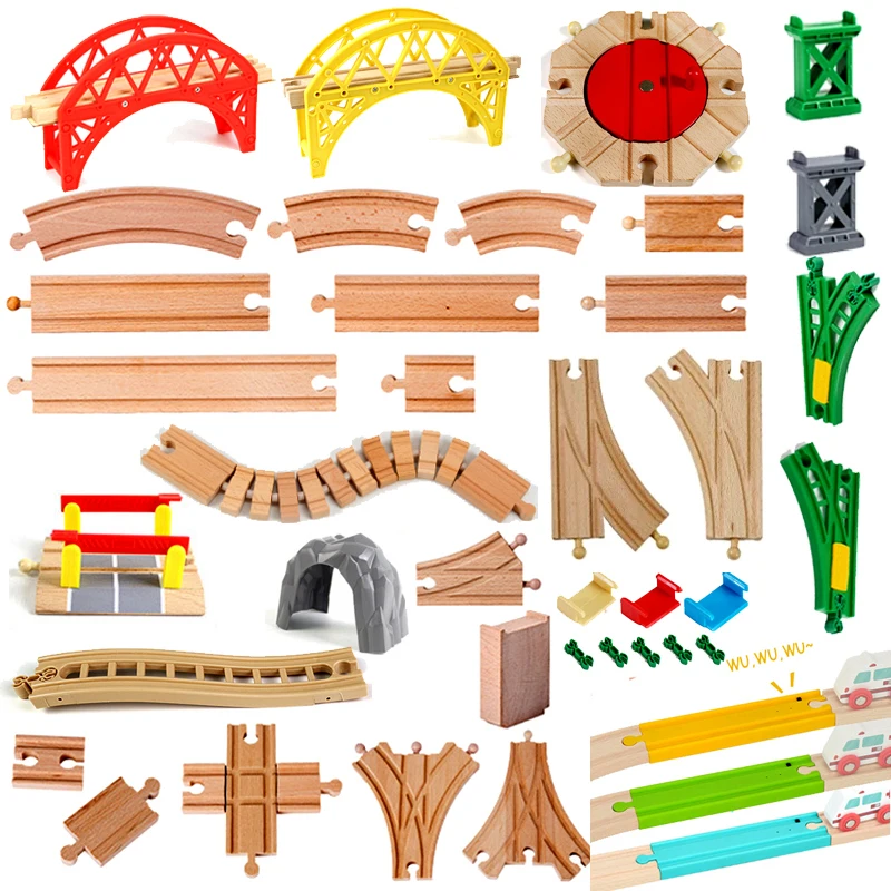 Kids Railway Toys Wooden Train Track Accessories Beech Wooden Tracks Bridge Fit for Brand Tracks Toys for Children Gifts